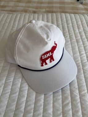 Greyson White Baseball Cap with Red Elephant 'BAMA' Patch